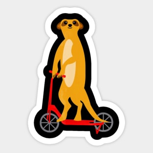 Meerkat Riding Scooter T Shirt For Men Women Boys Girls Sticker
